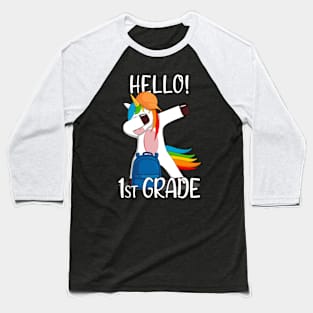 Hello 1st Grade First Day Of first Grade Girls Kids Unicorn Baseball T-Shirt